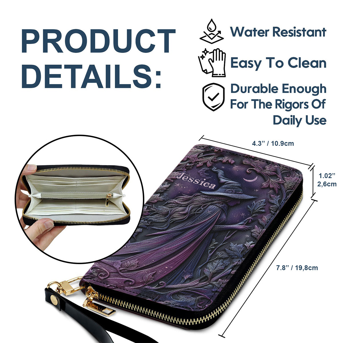 Purple Witch - Personalized Witch Leather Long Wallet
