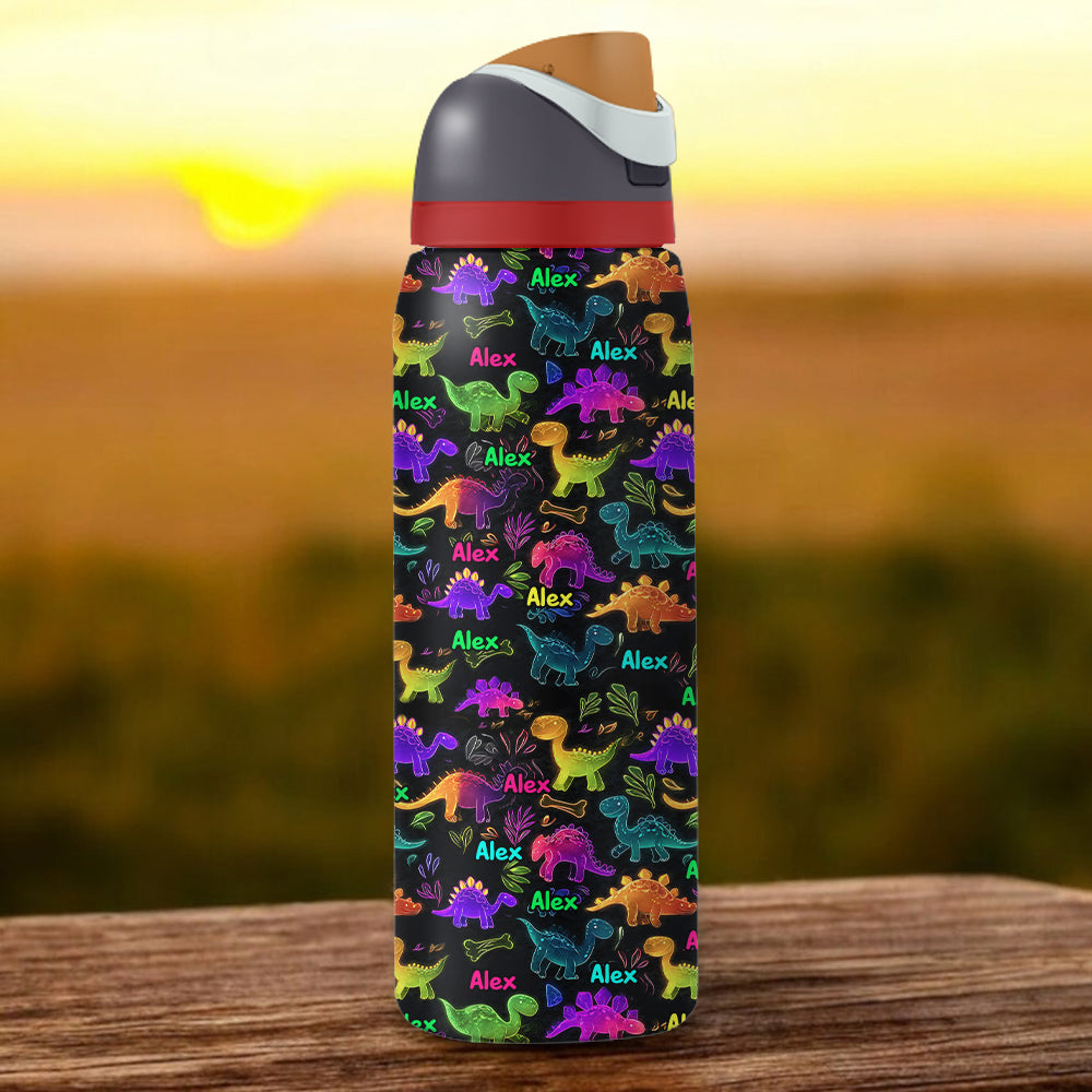 Dinosaur Drinkware for Kids - Personalized Kid 2-In-1 Spout Water Bottle