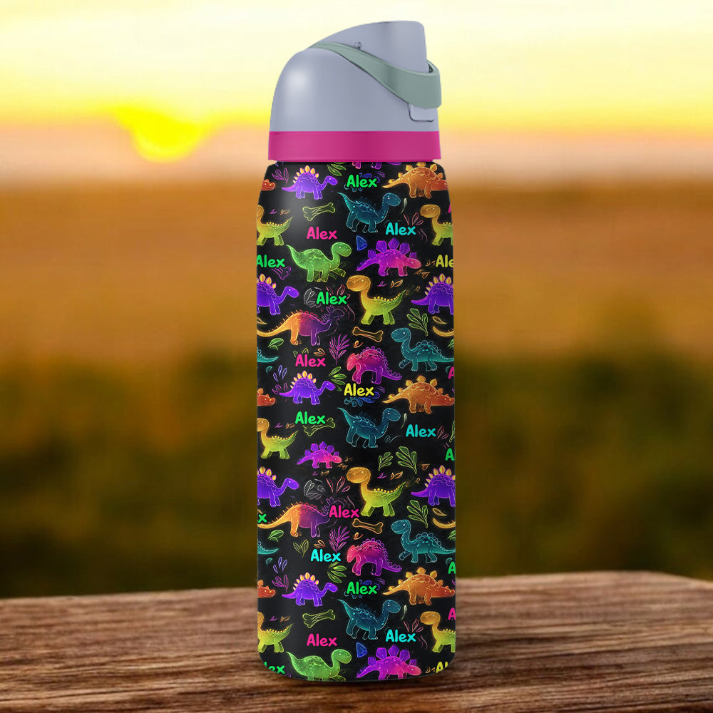 Dinosaur Drinkware for Kids - Personalized Kid 2-In-1 Spout Water Bottle