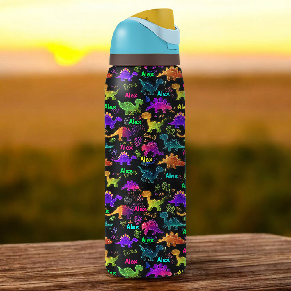 Dinosaur Drinkware for Kids - Personalized Kid 2-In-1 Spout Water Bottle