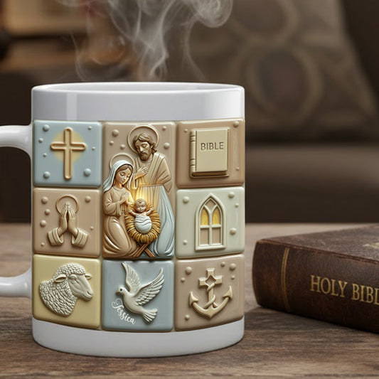Holy Night Faith Hope Love - Personalized Christian Mug