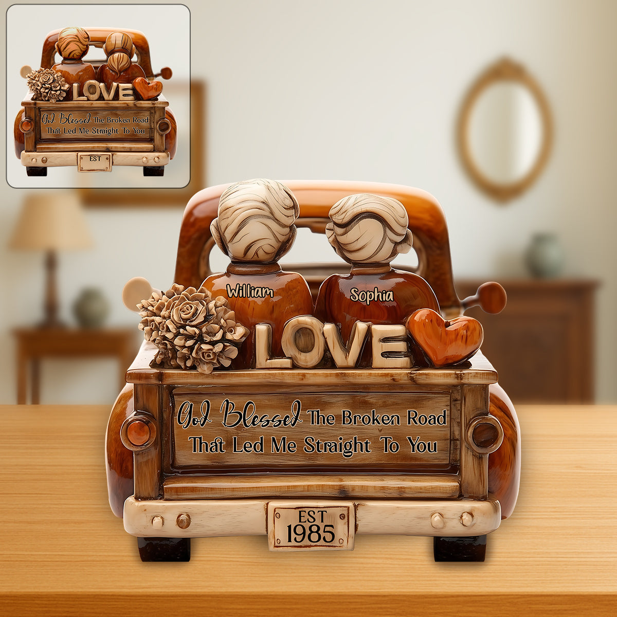 God Blessed The Broken Road That Led Me Straight to You - Personalized Couple Custom Shaped Wood Plaque