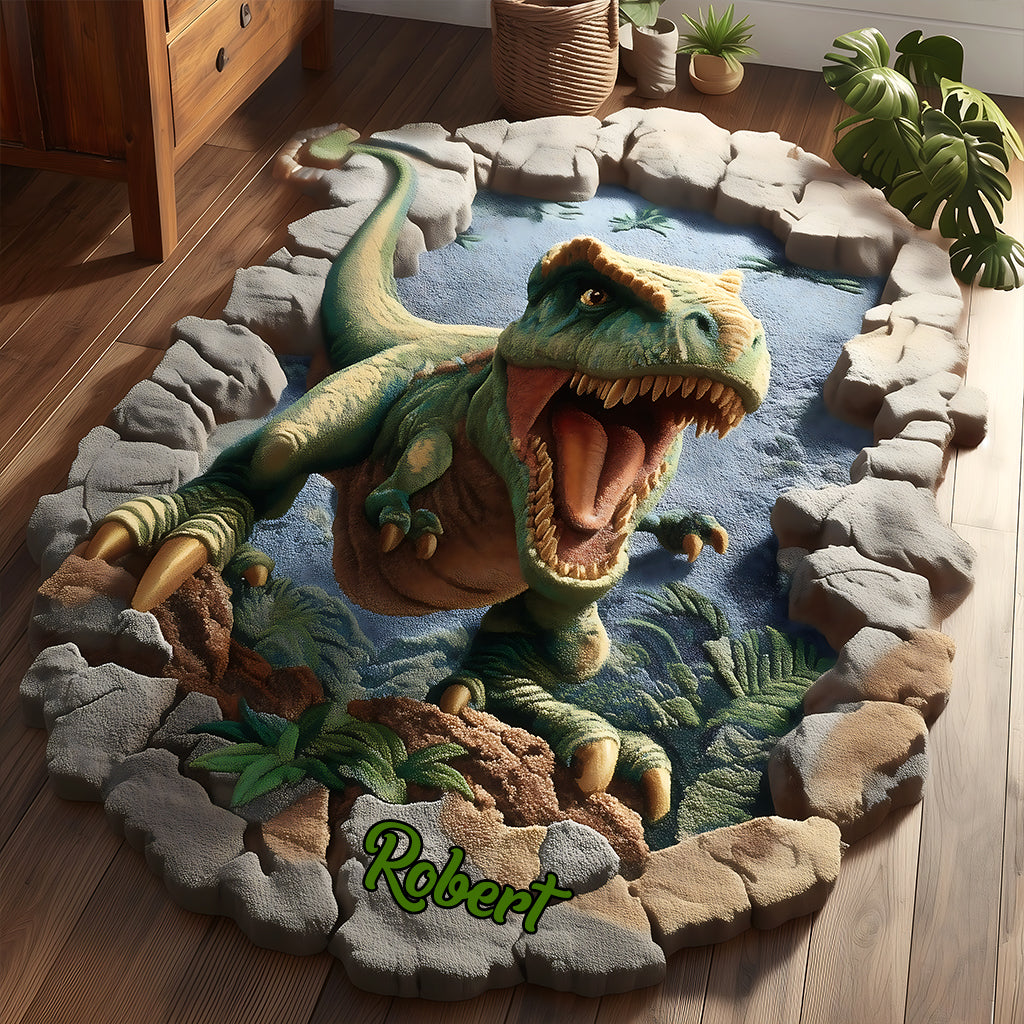 Dino World - Personalized Kid Shaped Doormat/ Rug