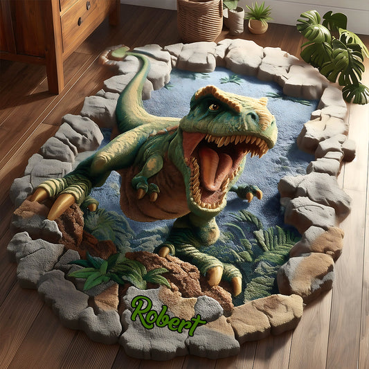 Dino World - Personalized Kid Shaped Doormat/ Rug