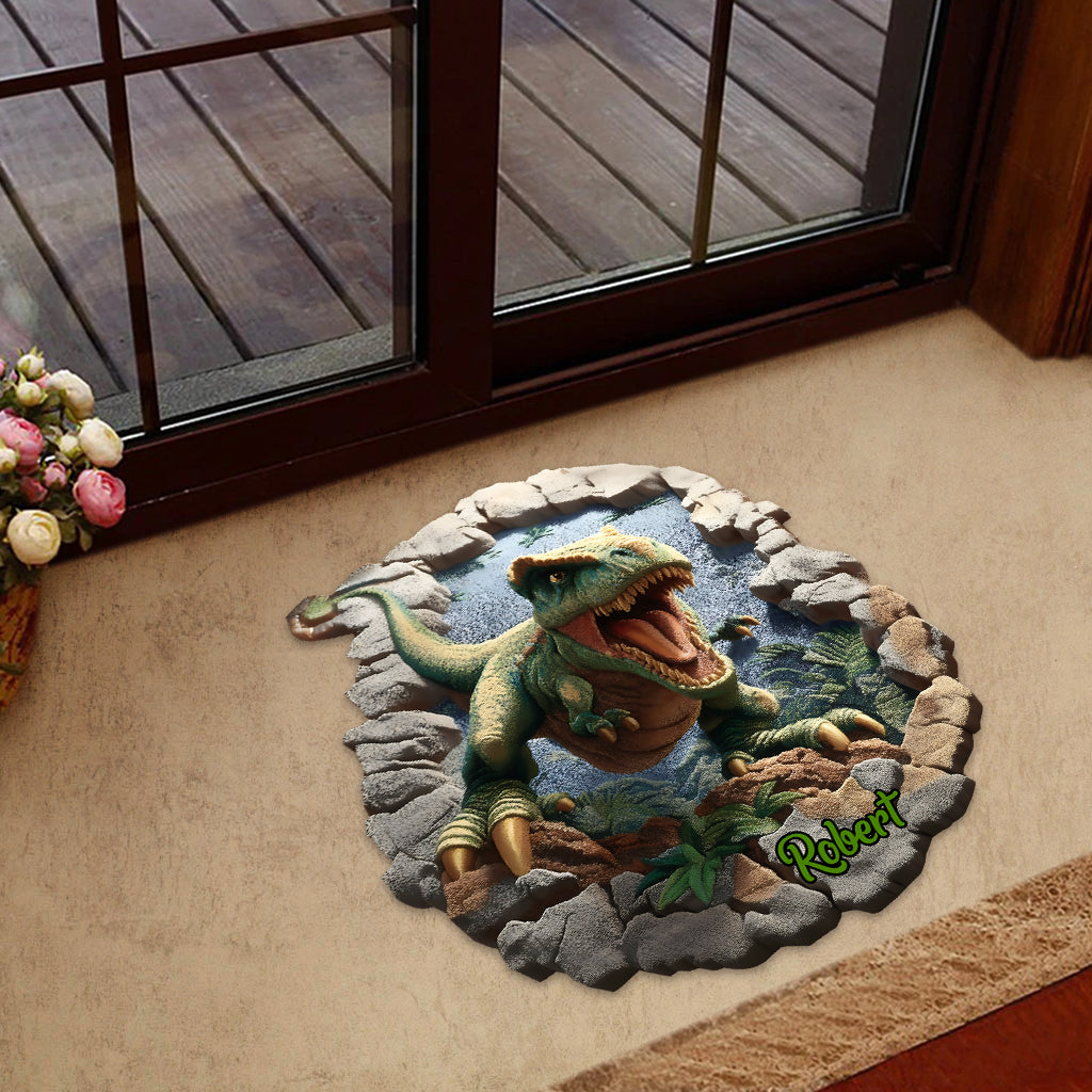 Dino World - Personalized Kid Shaped Doormat/ Rug