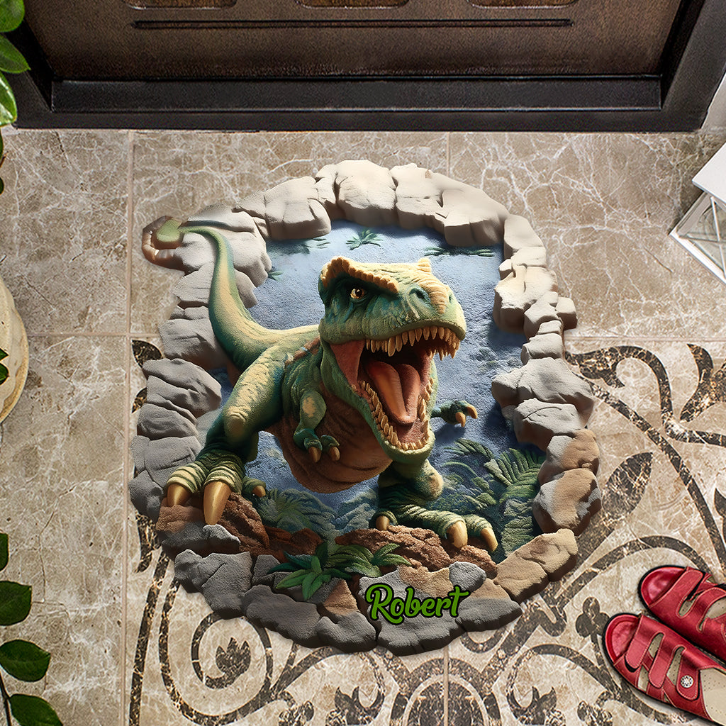 Dino World - Personalized Kid Shaped Doormat/ Rug