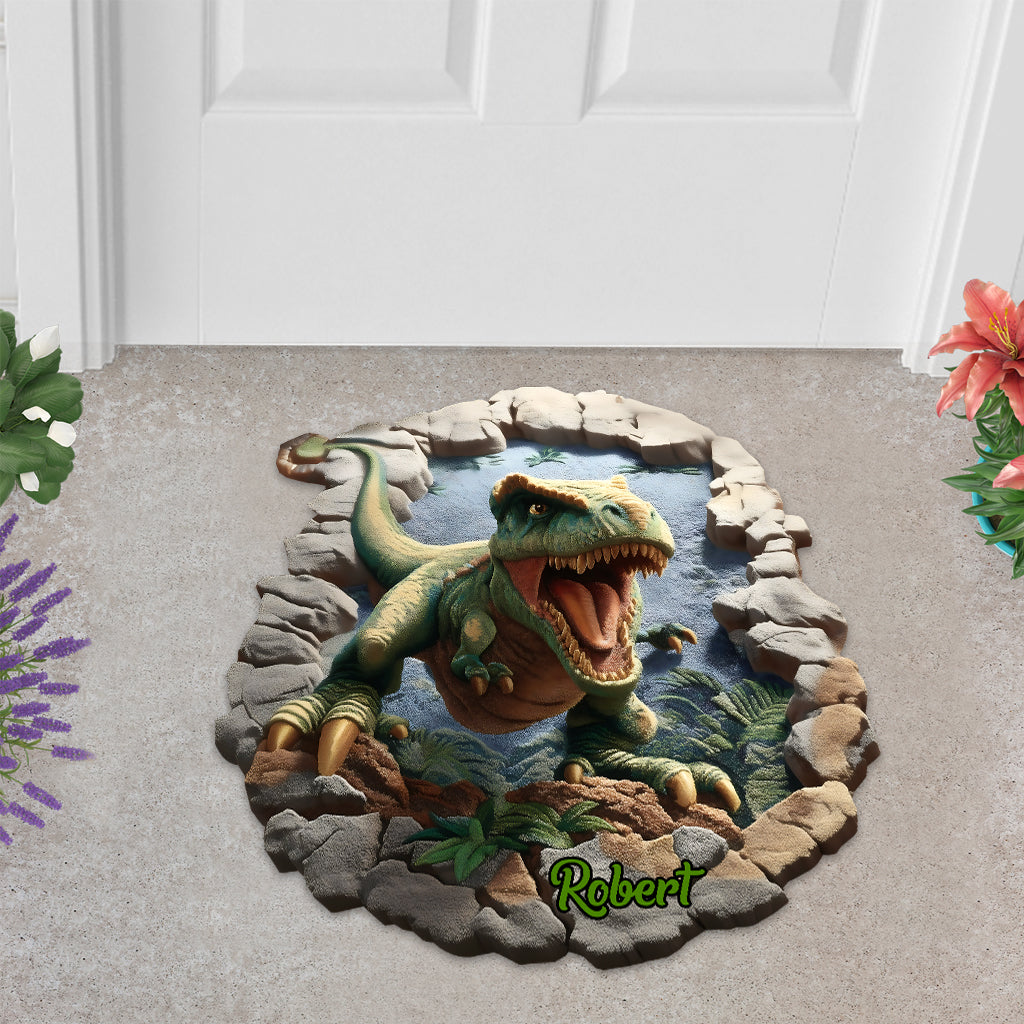 Dino World - Personalized Kid Shaped Doormat/ Rug