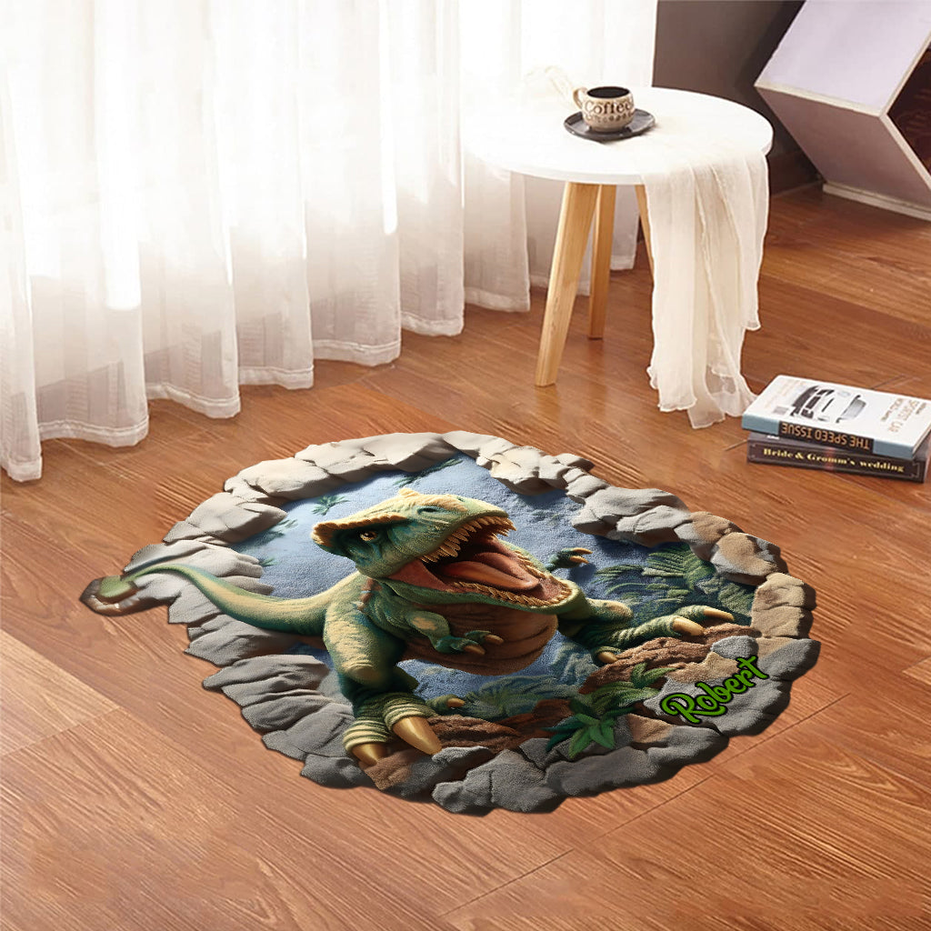Dino World - Personalized Kid Shaped Doormat/ Rug