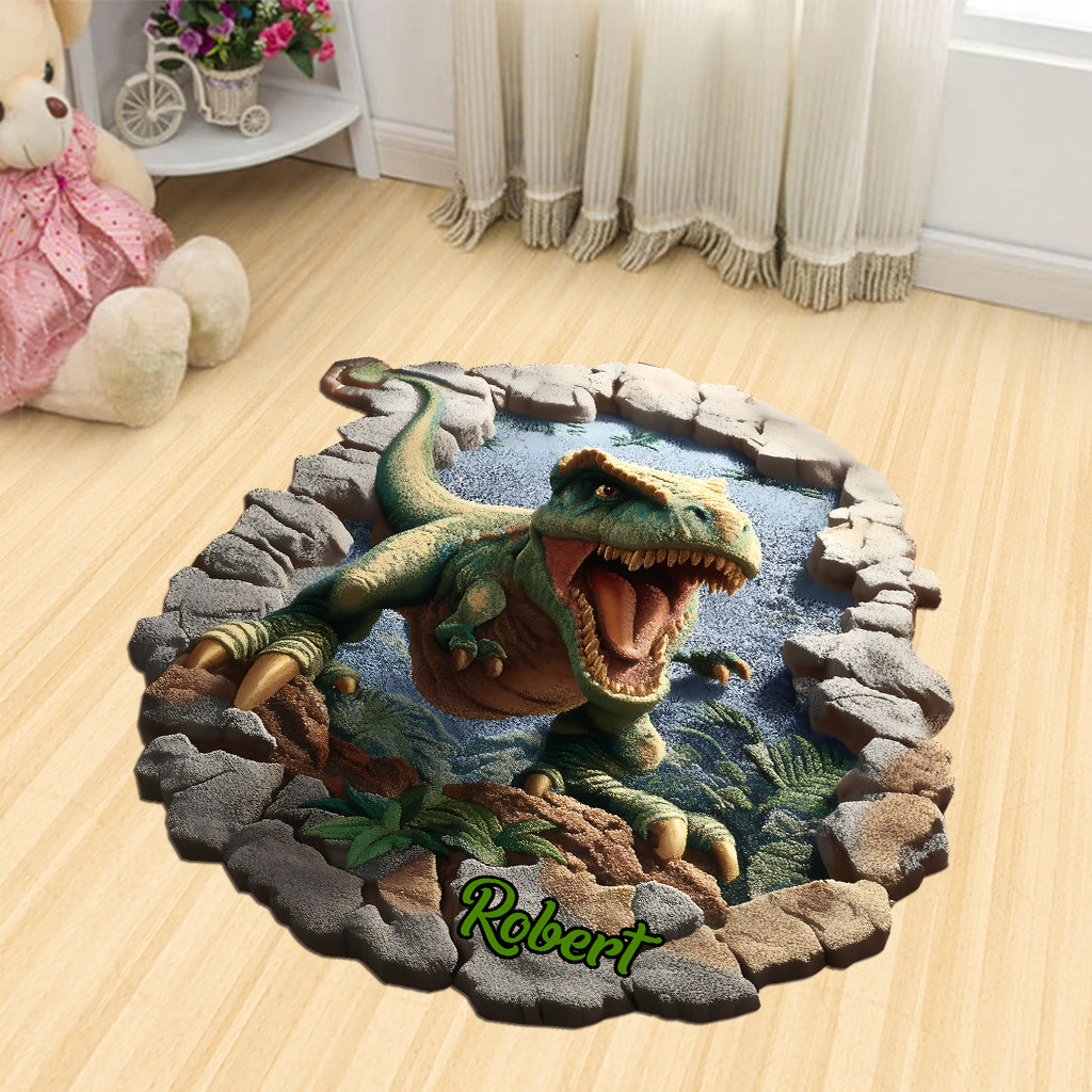 Dino World - Personalized Kid Shaped Doormat/ Rug