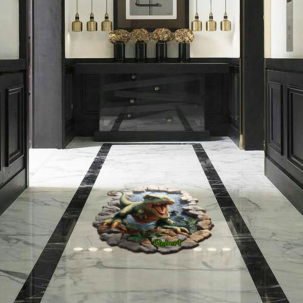 Dino World - Personalized Kid Shaped Doormat/ Rug