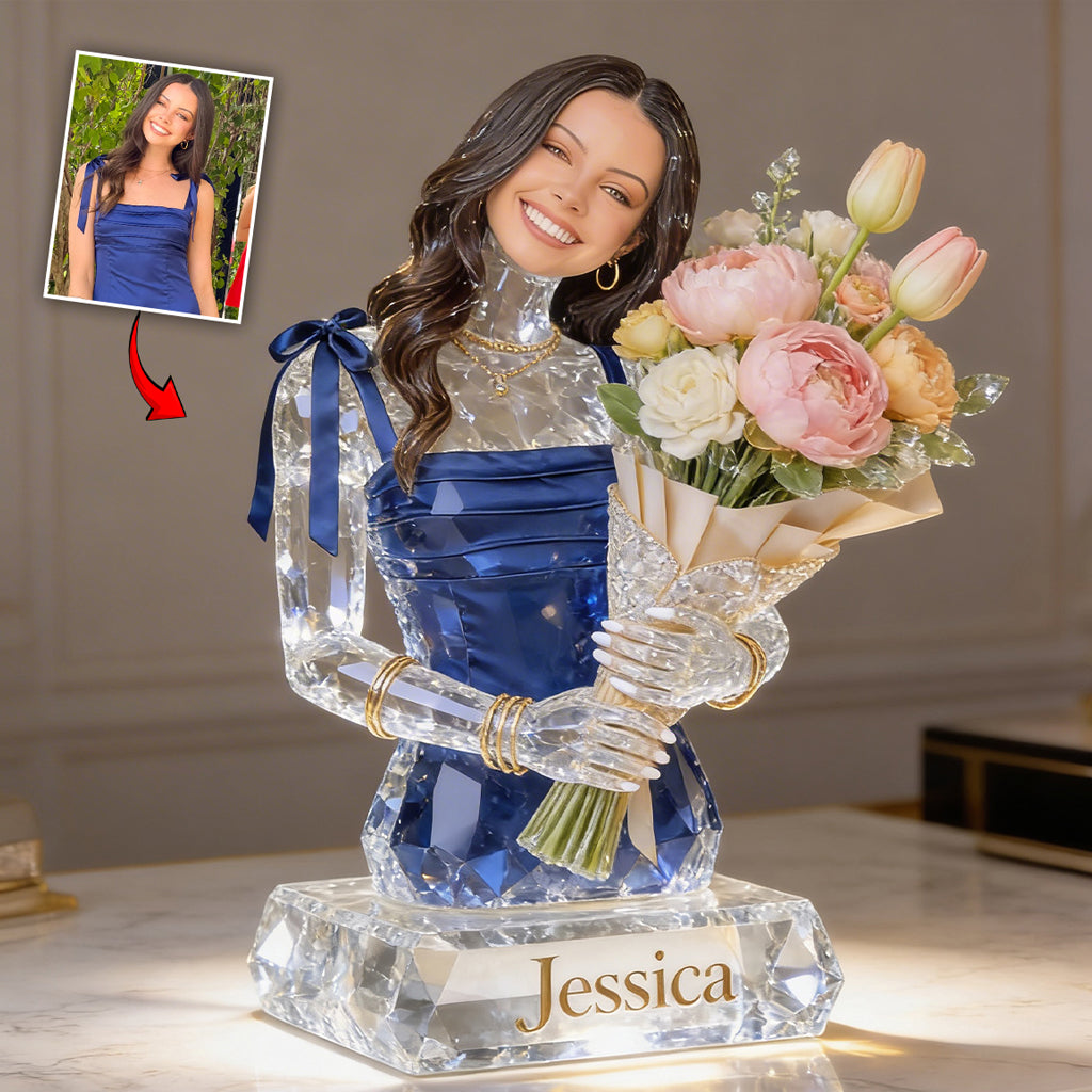 Mom Grandma And Flower Bouquet - Personalized Mother Custom Shaped Acrylic Plaque