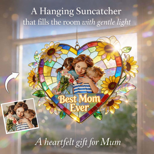 Love Grandma, Best Grandma Ever - Personalized Grandma Window Hanging Suncatcher Ornament