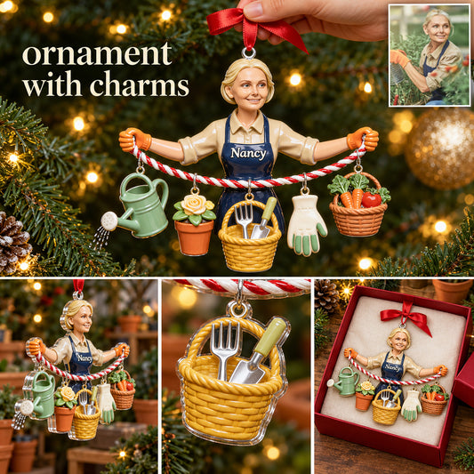 Growing Joy This Christmas - Personalized Gardening Ornament With Charm