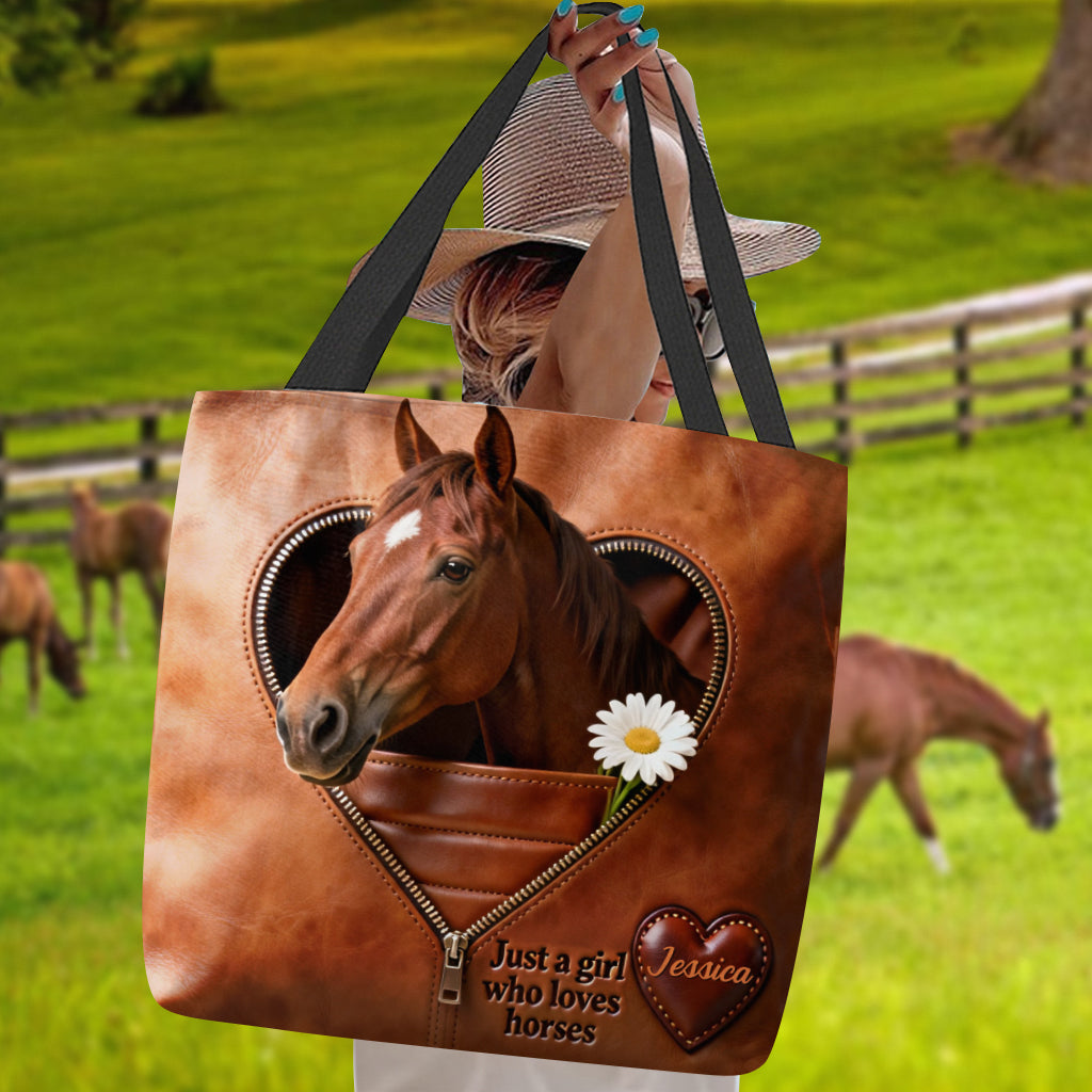 Just A Girl Who Loves Horses - Personalized Horse Tote Bag