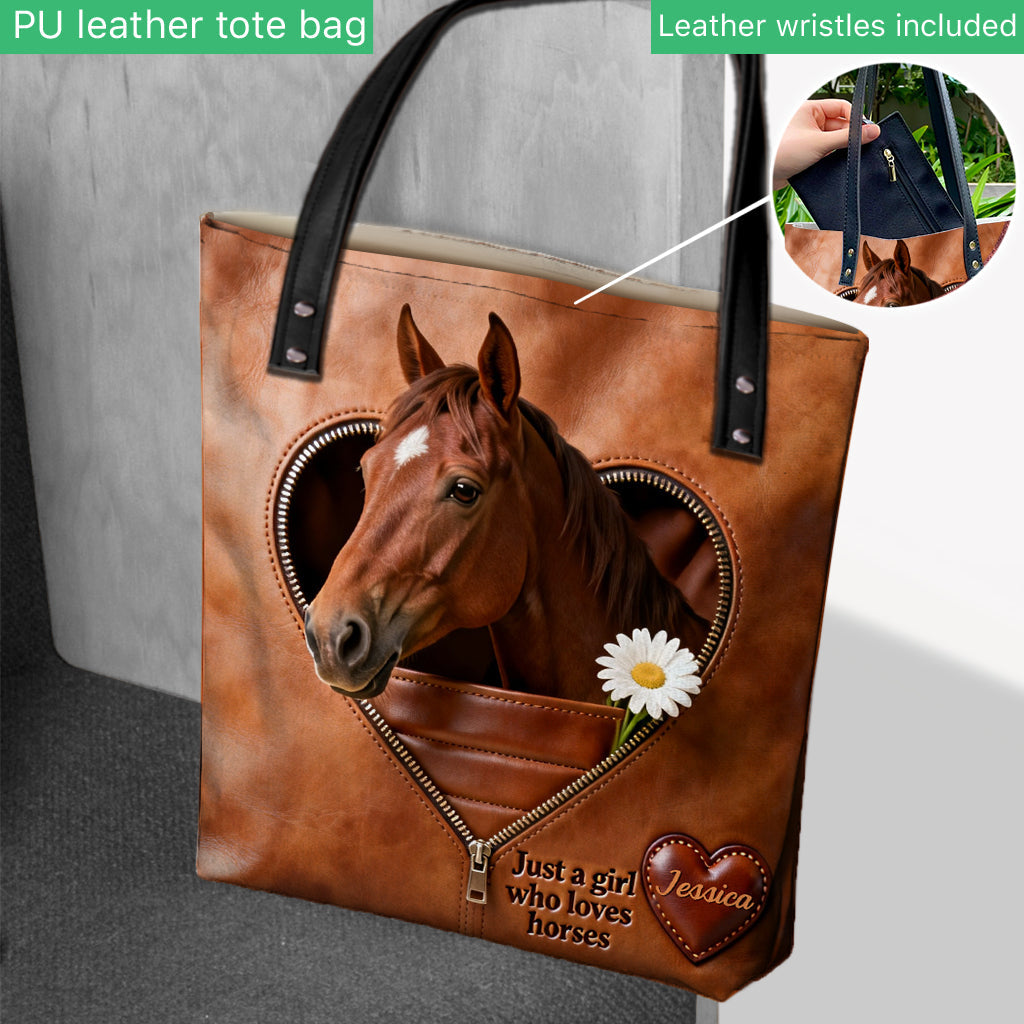 Just A Girl Who Loves Horses - Personalized Horse Tote Bag