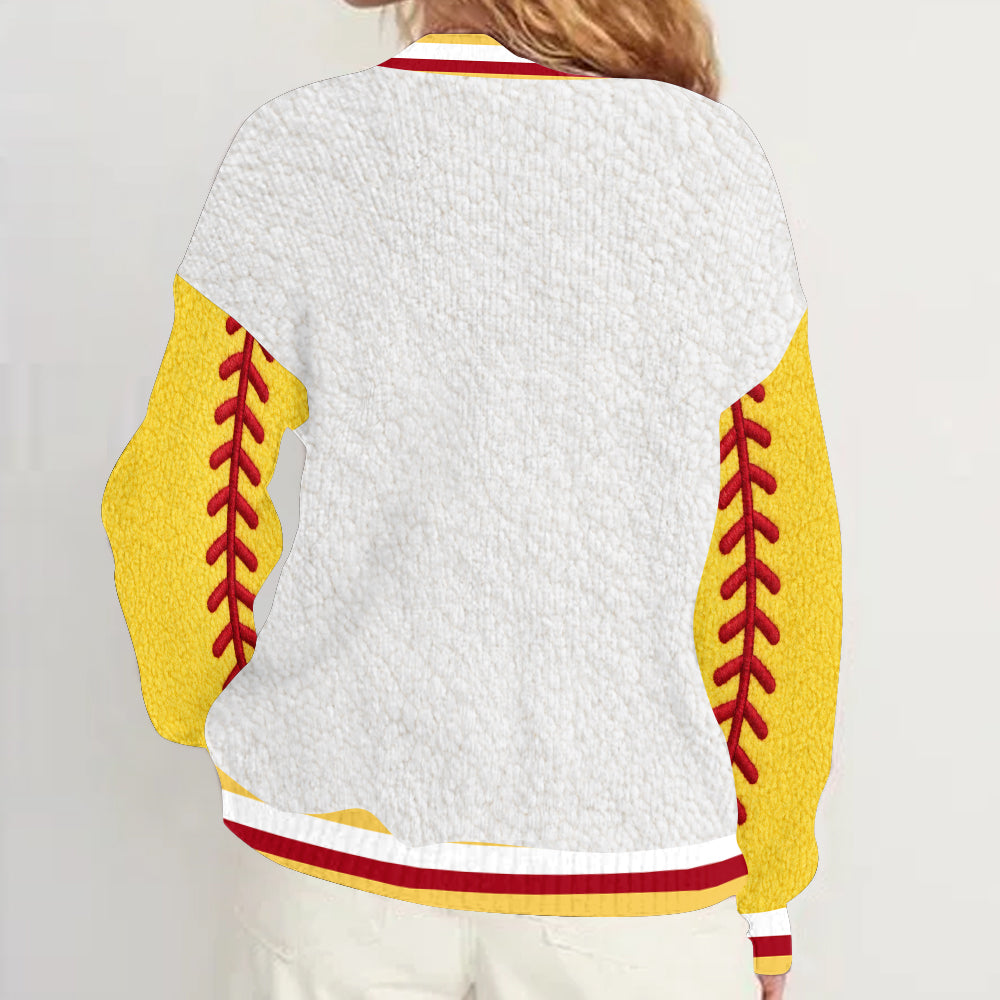 Softball Is My Therapy - Personalized Softball Cardigan Sweater