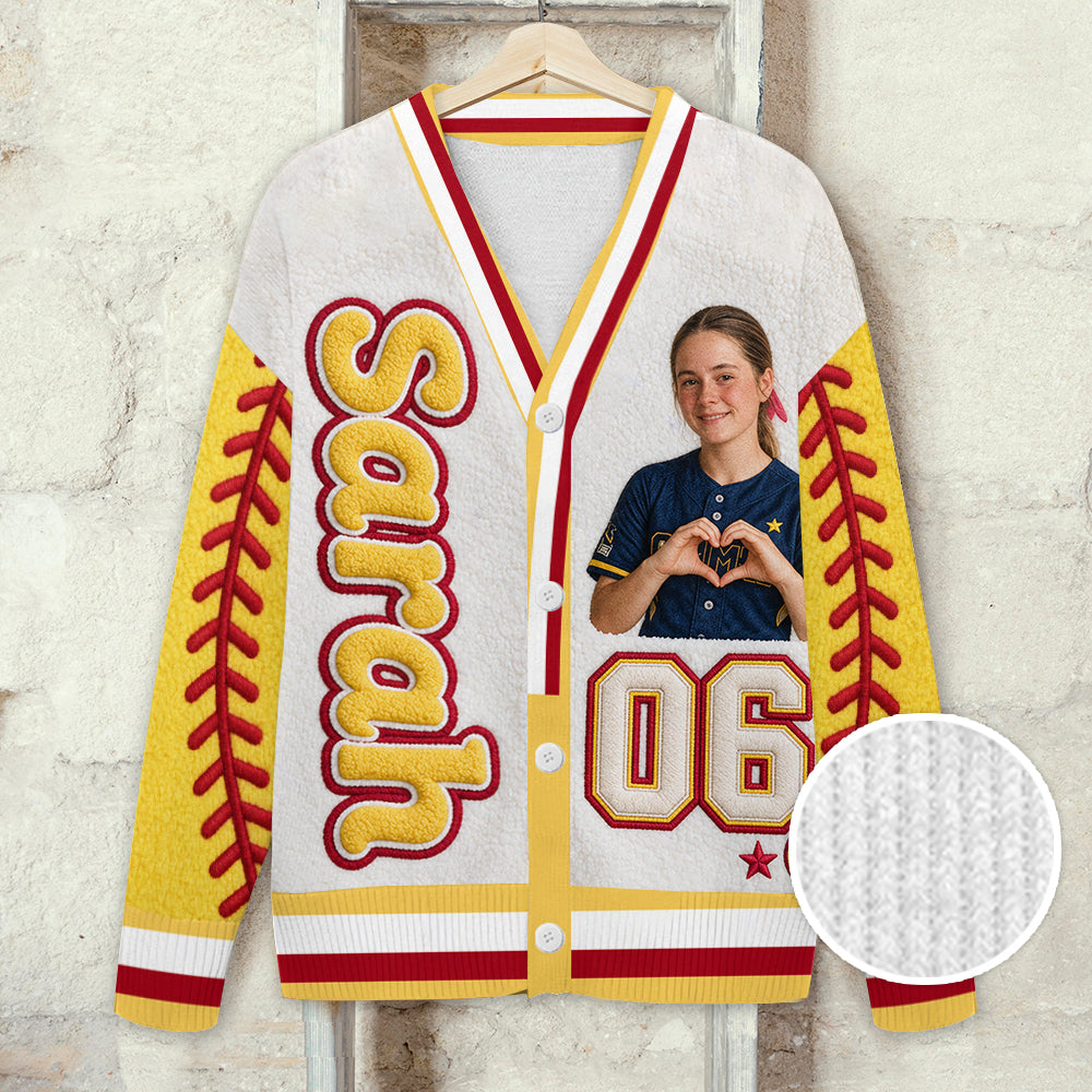 Softball Is My Therapy - Personalized Softball Cardigan Sweater