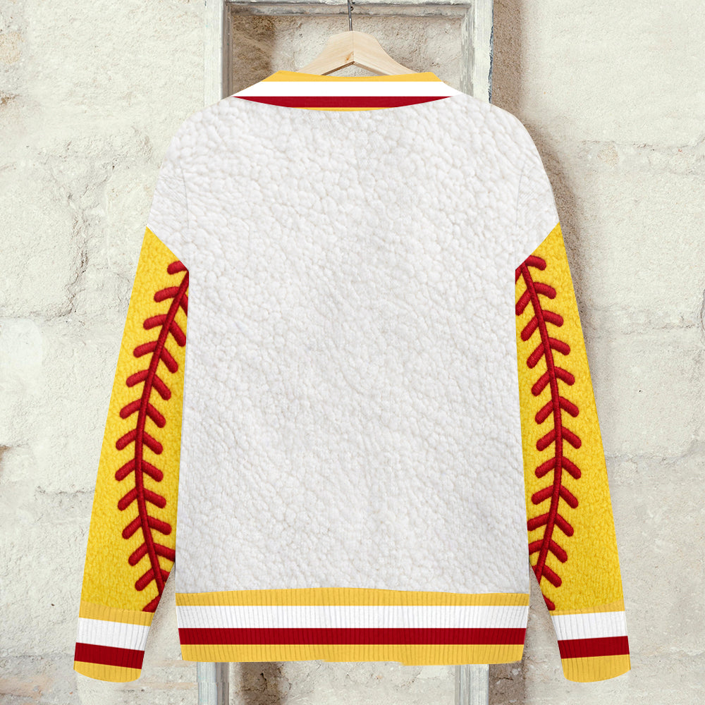 Softball Is My Therapy - Personalized Softball Cardigan Sweater