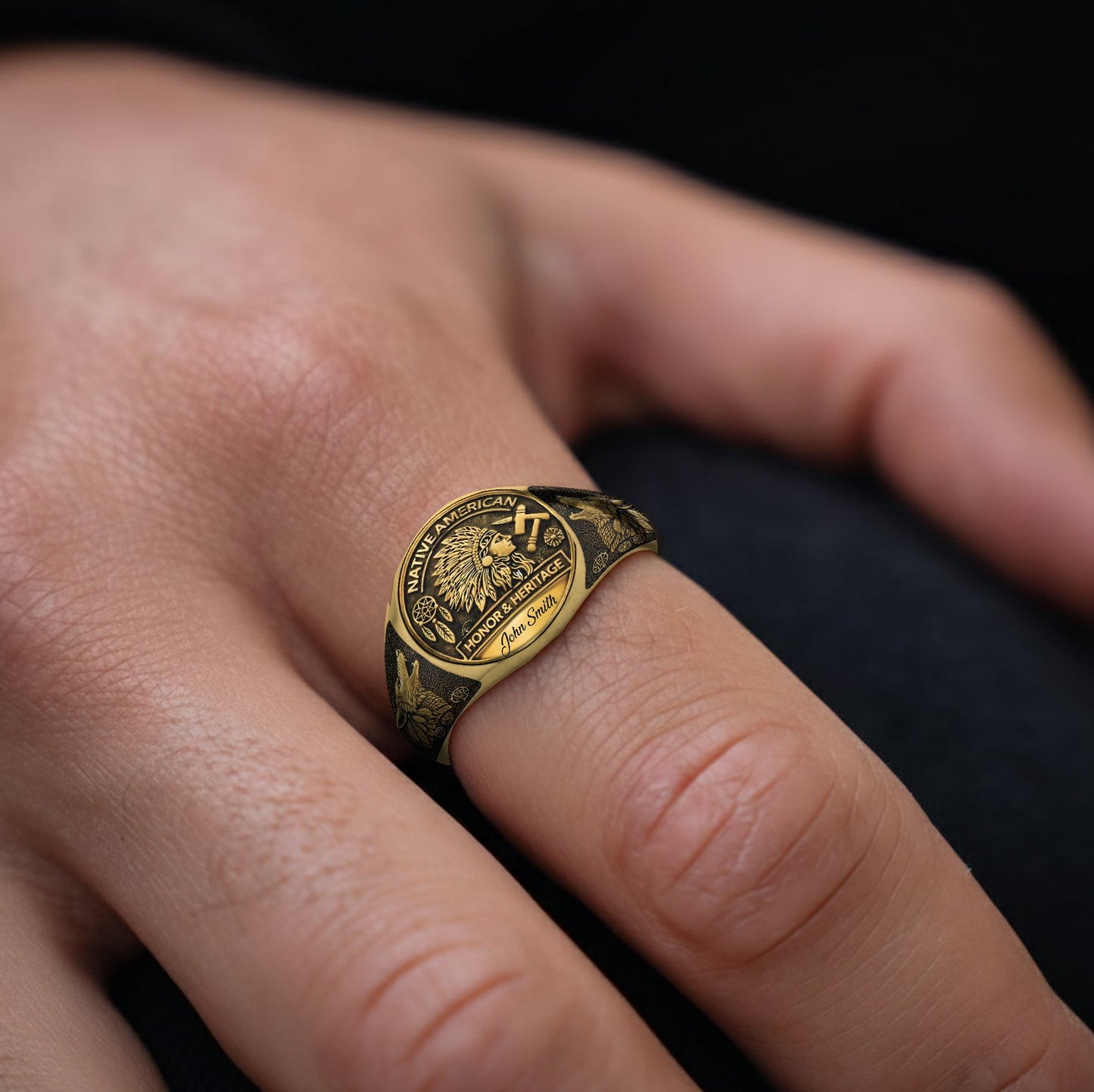 Native Pride, Native American - Personalized American Indian Signet Ring