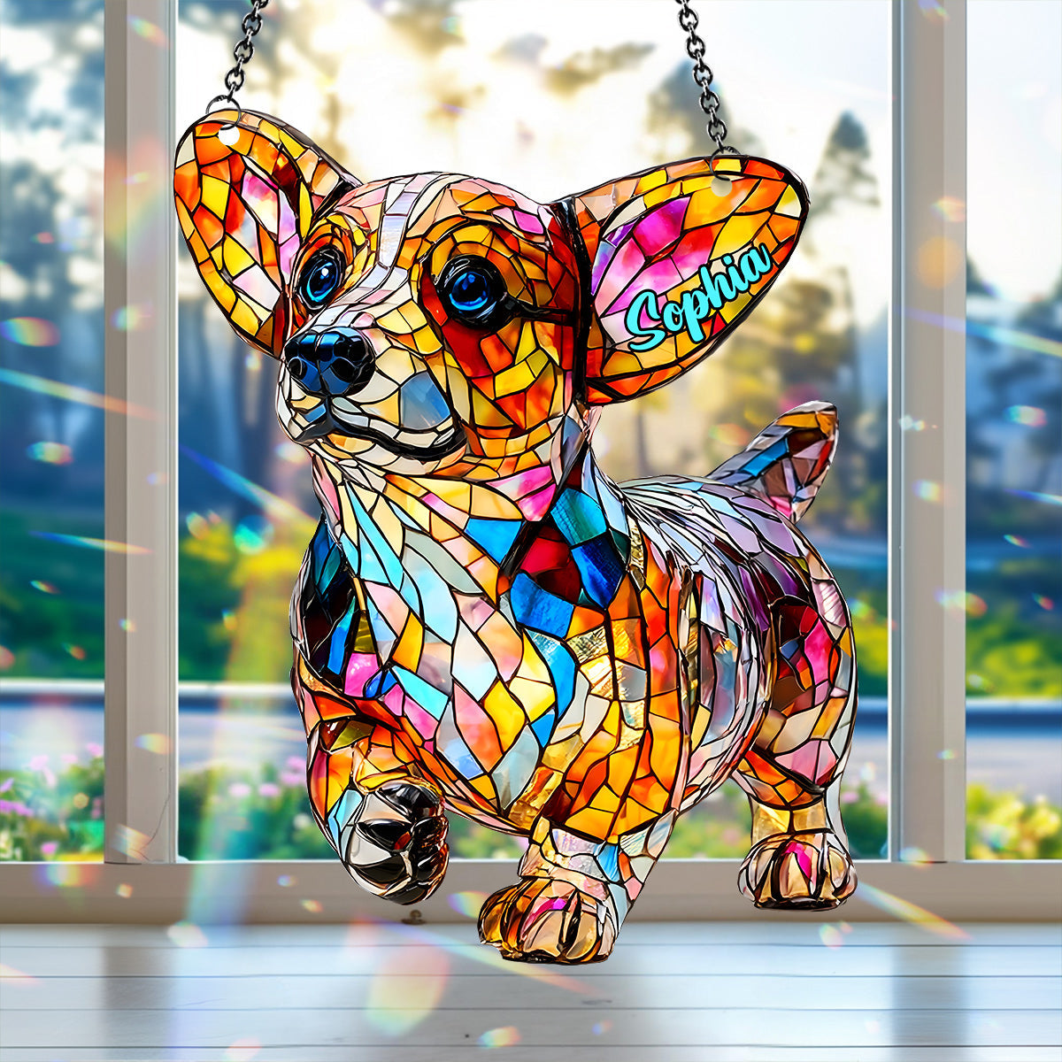 Adorable Corgi - Personalized Corgi Window Hanging Suncatcher Ornament