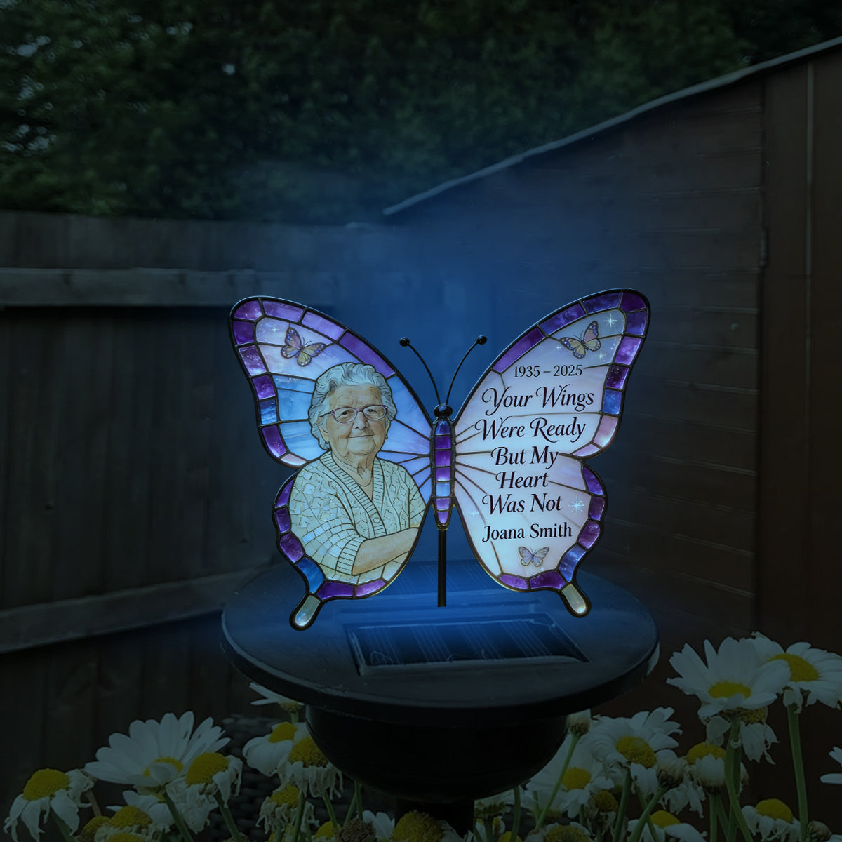 Your Wings Were Ready, But My Heart Was Not - Personalized Memorial Garden Solar Light