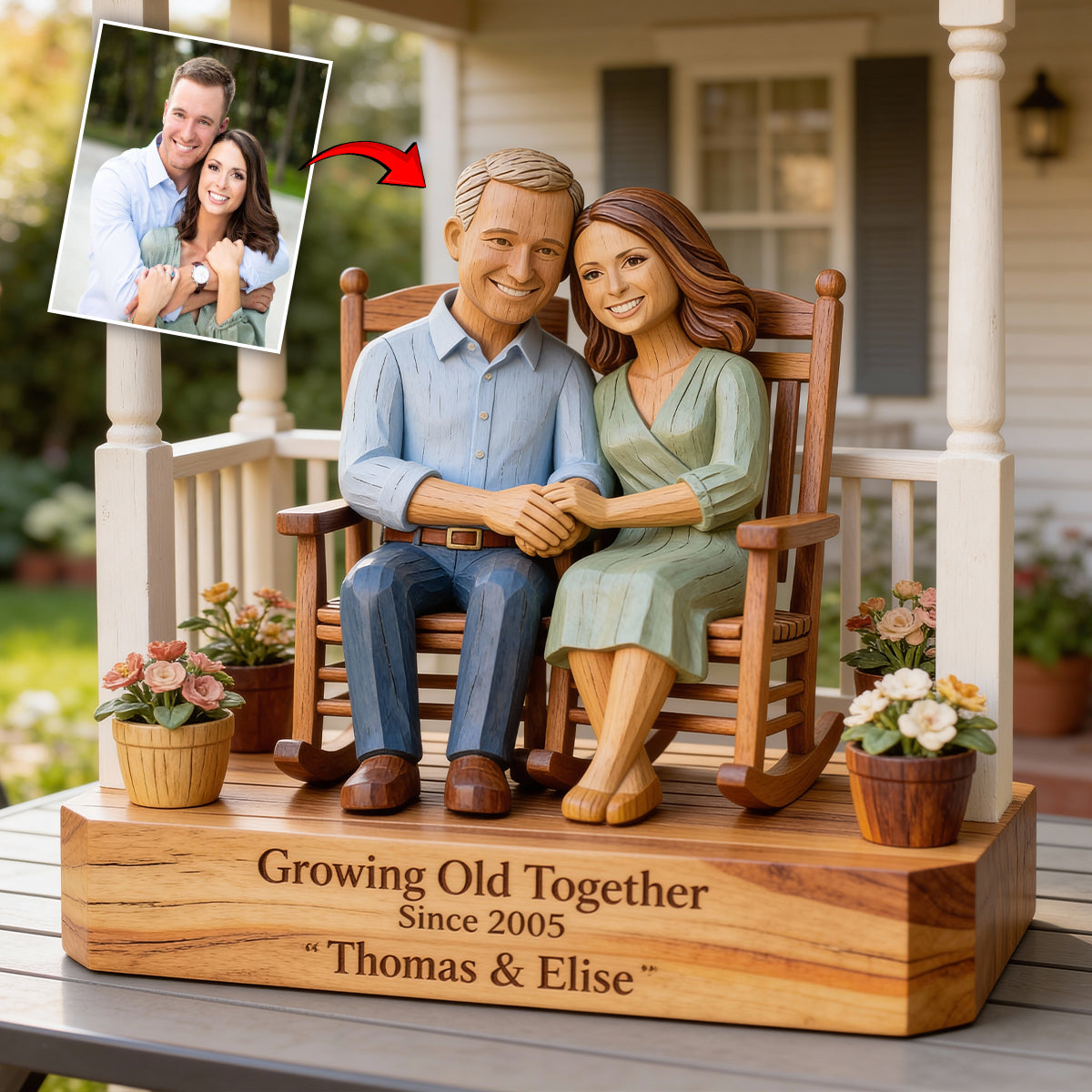 Growing Old Together - Personalized Couple Custom Shaped Acrylic Plaque