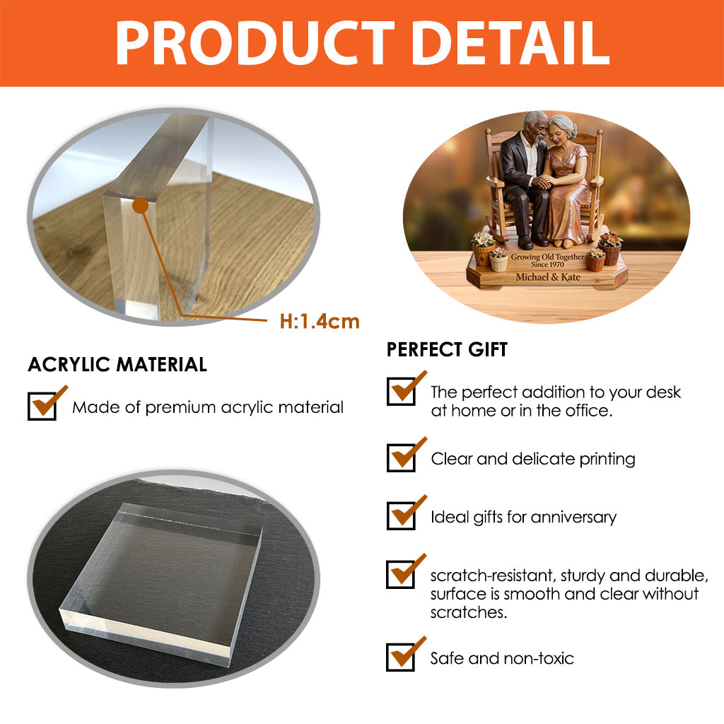 Growing Old Together - Personalized Couple Custom Shaped Acrylic Plaque