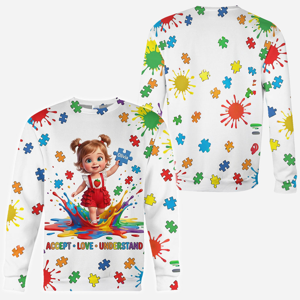 Accept Love Understand Autism Awareness Kids - Personalized Autism Awareness All Over Shirt