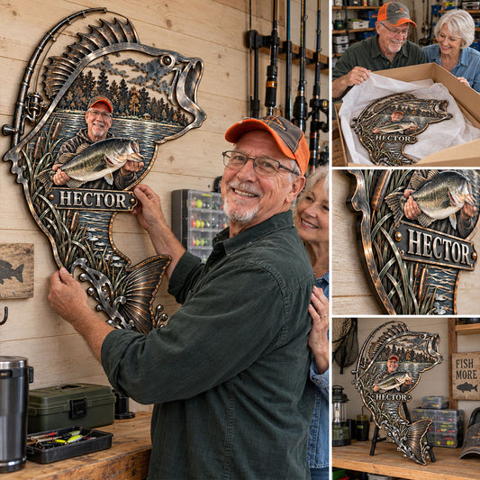 Love Fishing - Personalized Fishing 3D Printed Cut Metal Sign