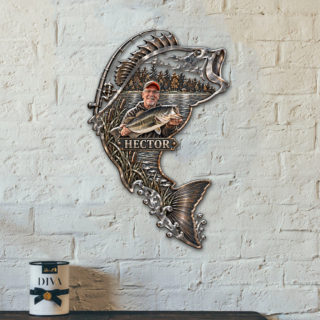 Love Fishing - Personalized Fishing 3D Printed Cut Metal Sign