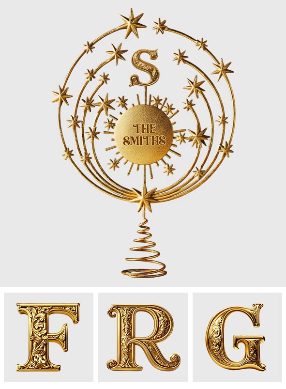 Merry Christmas 2025, Family Initial Custom - Personalized Family LED Light Tree Topper