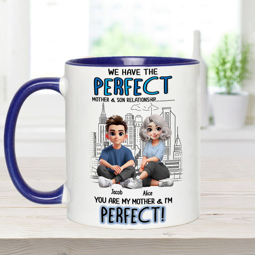 Mother-Son/ Daughter Relationship - Personalized Mother Accent Mug