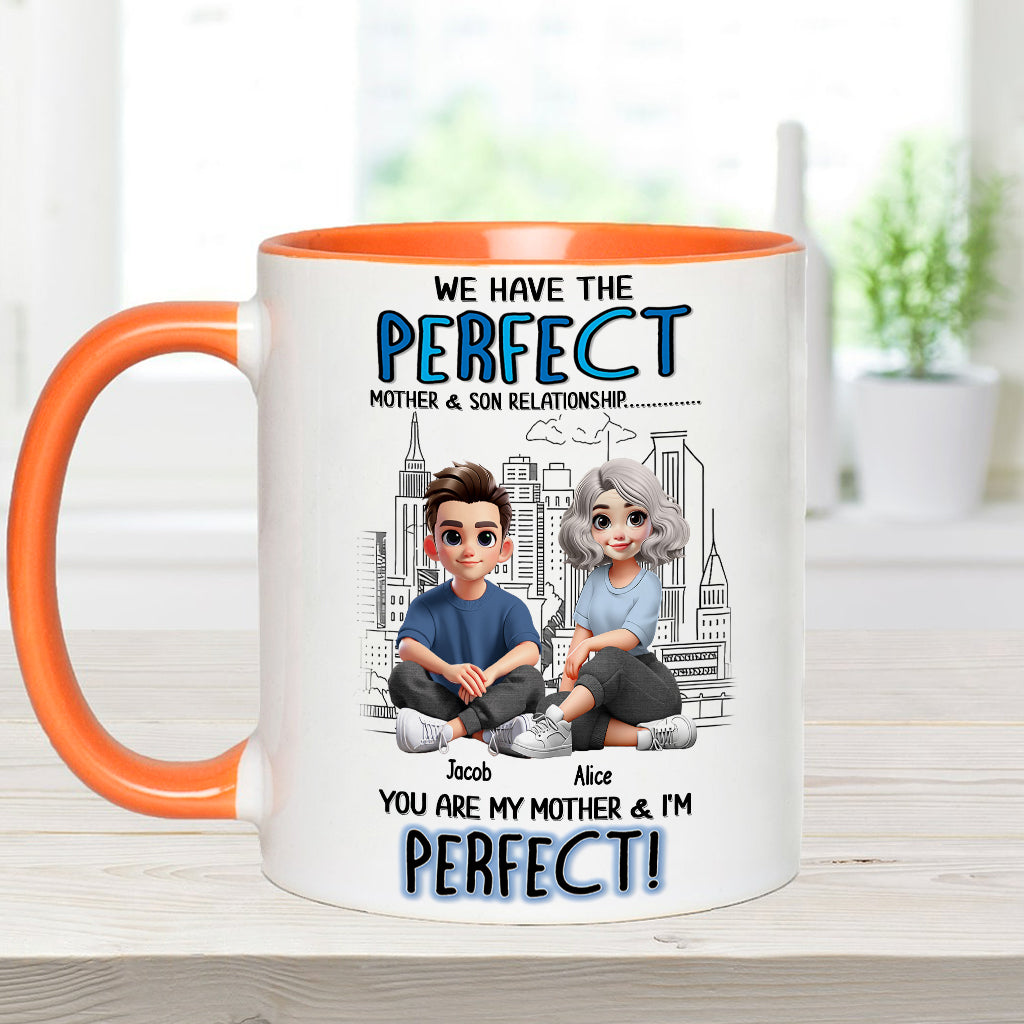 Mother-Son/ Daughter Relationship - Personalized Mother Accent Mug
