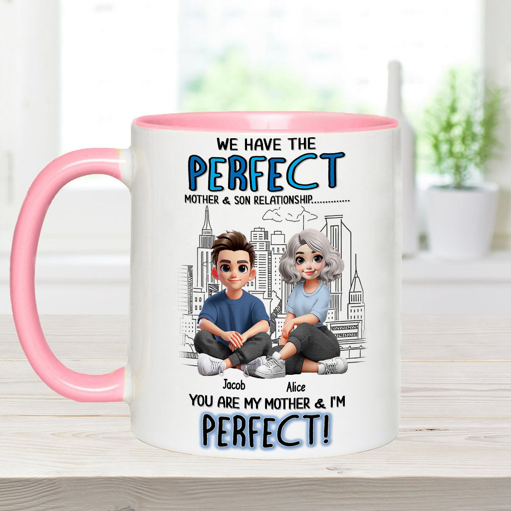 Mother-Son/ Daughter Relationship - Personalized Mother Accent Mug