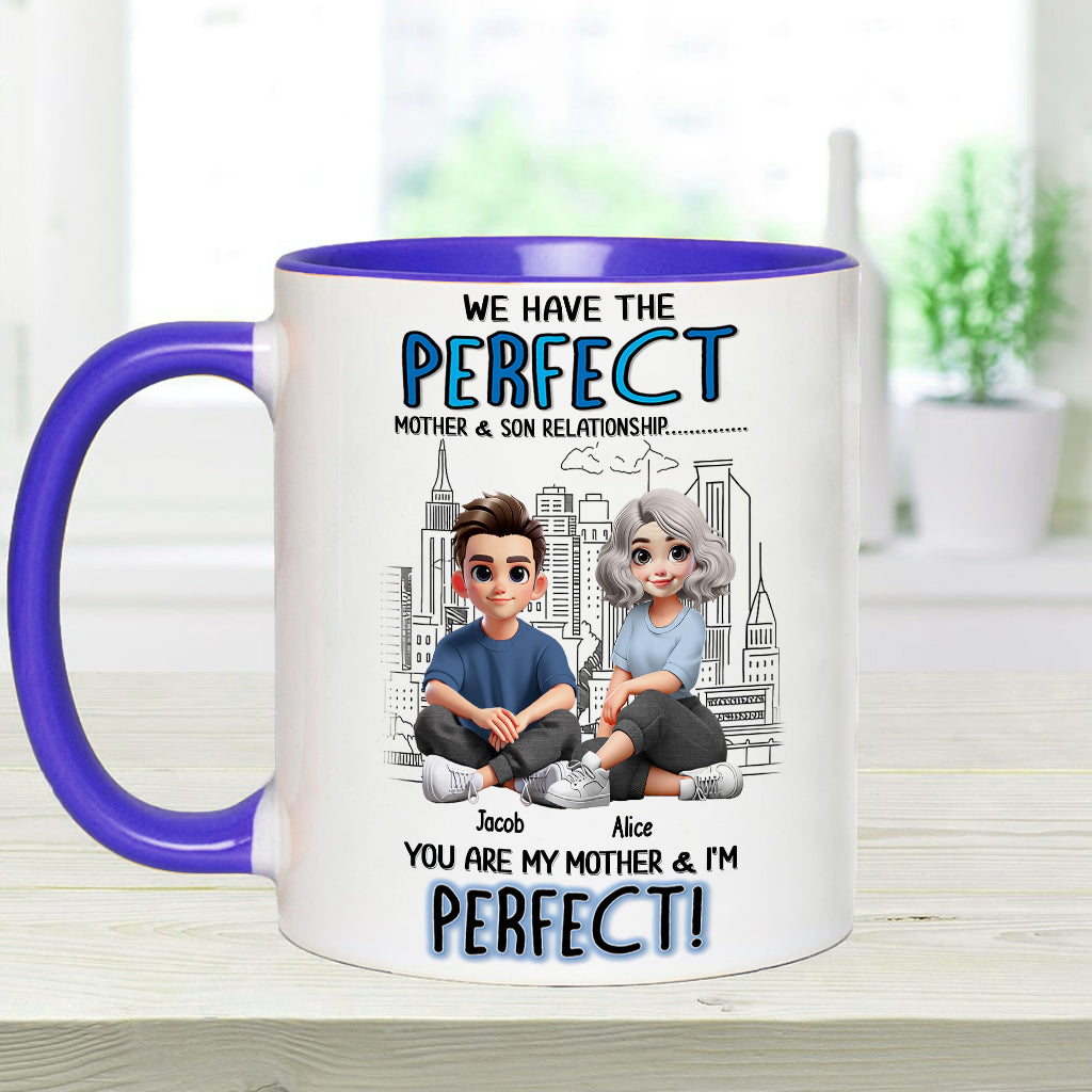 Mother-Son/ Daughter Relationship - Personalized Mother Accent Mug