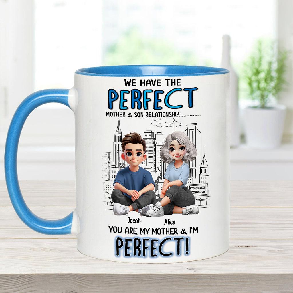 Mother-Son/ Daughter Relationship - Personalized Mother Accent Mug