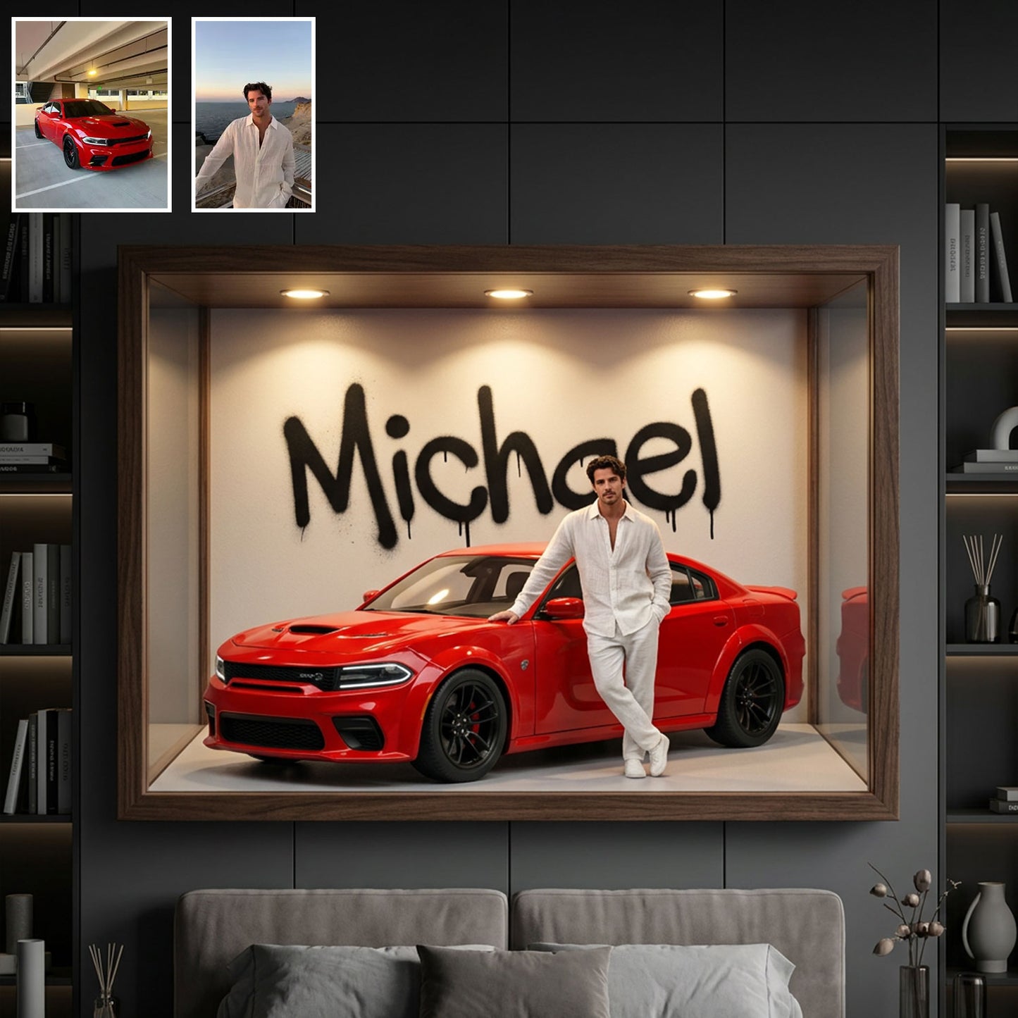 Cars Lover - Personalized Car Lover Wooden Light Shadow Box