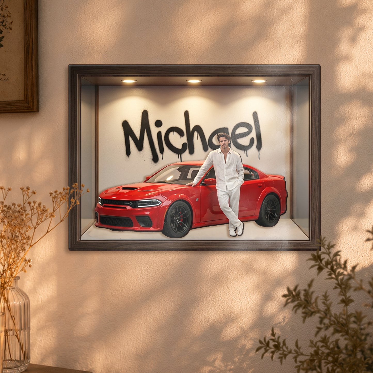 Cars Lover - Personalized Car Lover Wooden Light Shadow Box