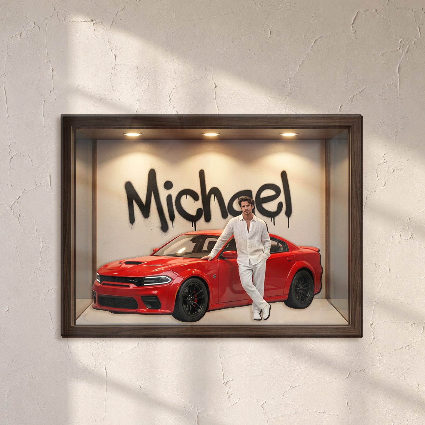 Cars Lover - Personalized Car Lover Wooden Light Shadow Box