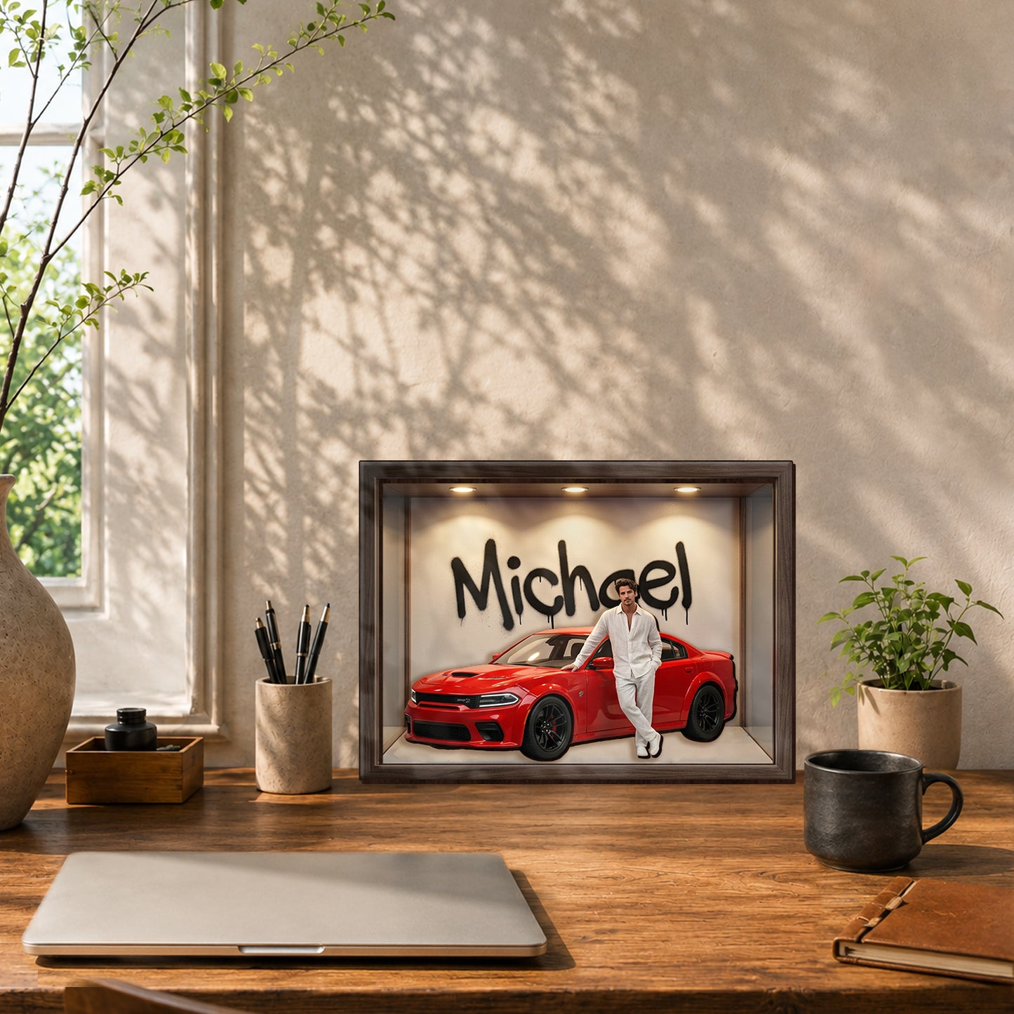 Cars Lover - Personalized Car Lover Wooden Light Shadow Box