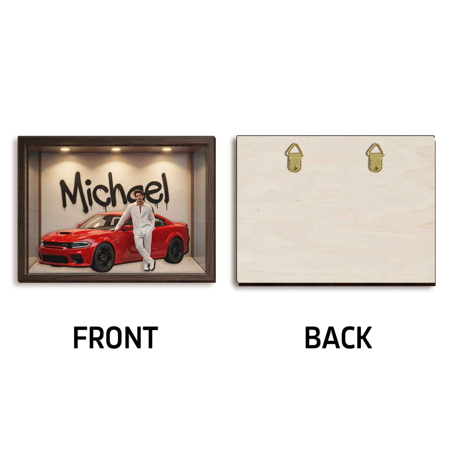 Cars Lover - Personalized Car Lover Wooden Light Shadow Box