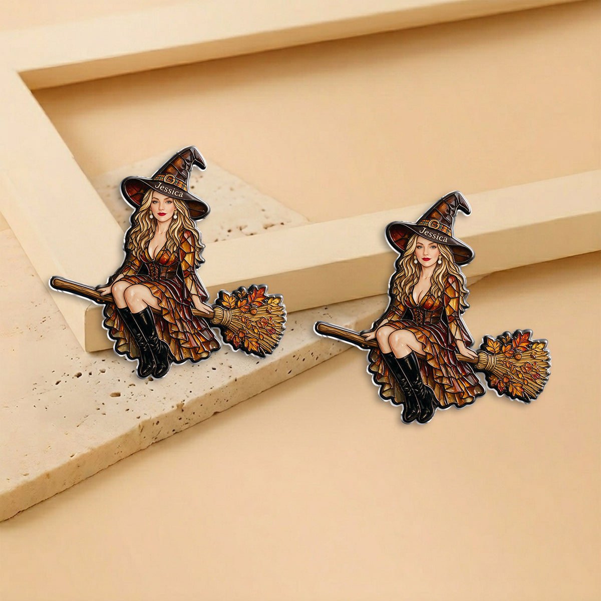 Halloween Vibes - Personalized Witch 3D Embossed Enamel Pin