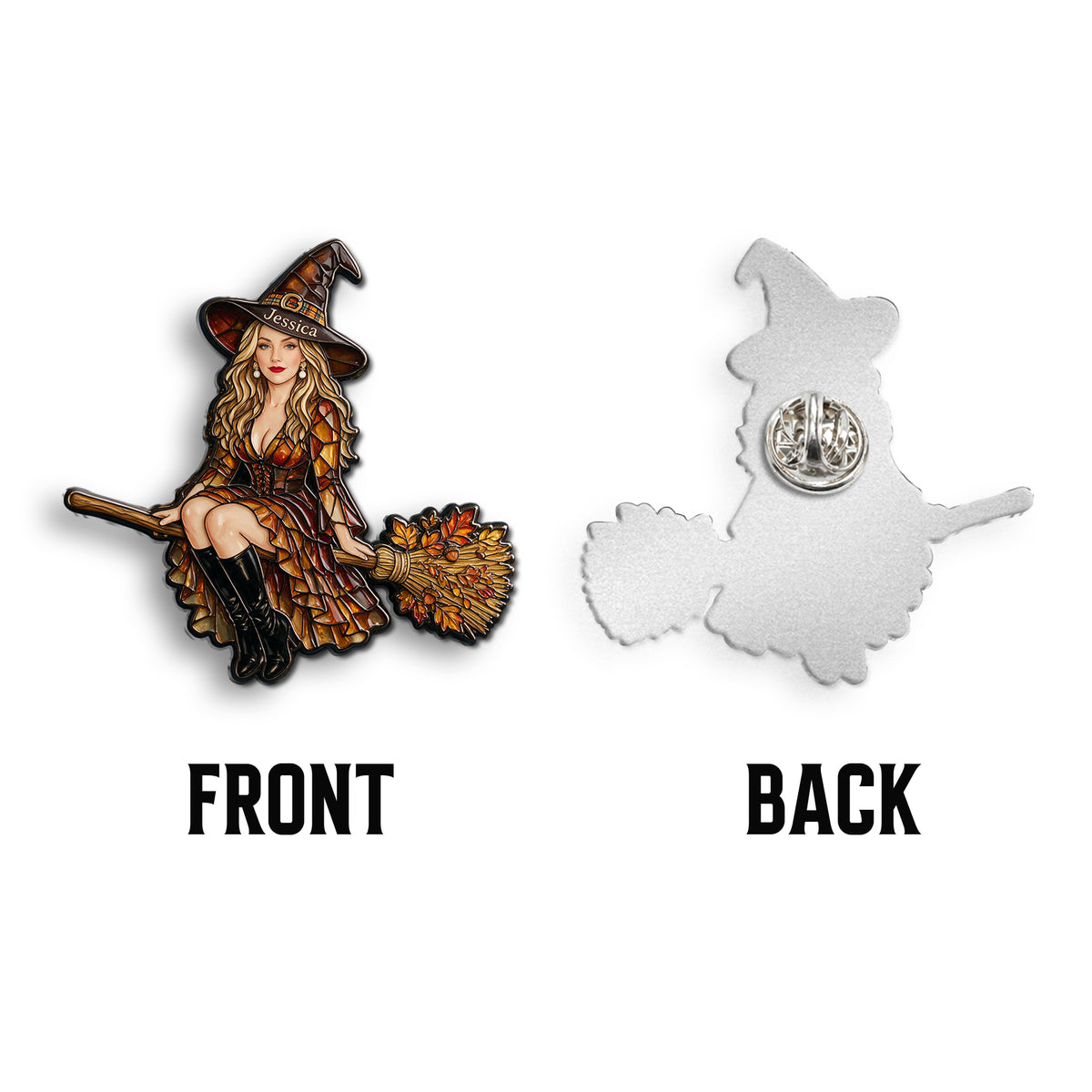 Halloween Vibes - Personalized Witch 3D Embossed Enamel Pin