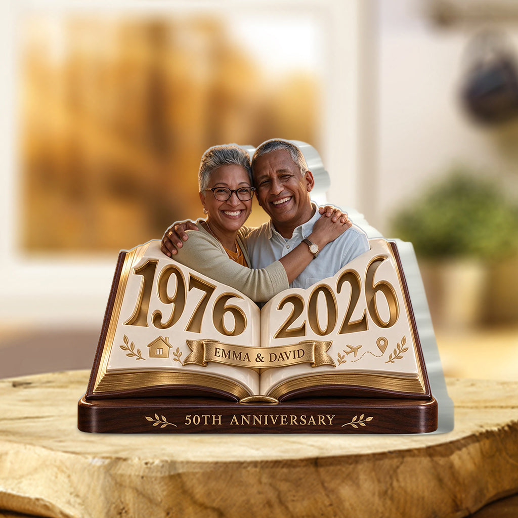 Personalized Couple Gift, Romantic Anniversary Figurine for Husband Wife with Names and Date, Boyfriend Girlfriend Gift - Personalized Couple Custom Shaped Acrylic Plaque