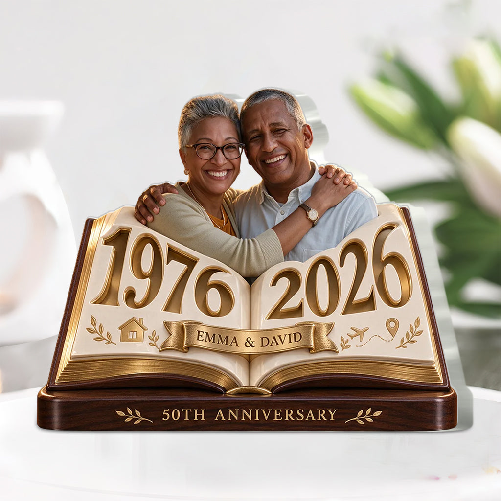 Personalized Couple Gift, Romantic Anniversary Figurine for Husband Wife with Names and Date, Boyfriend Girlfriend Gift - Personalized Couple Custom Shaped Acrylic Plaque