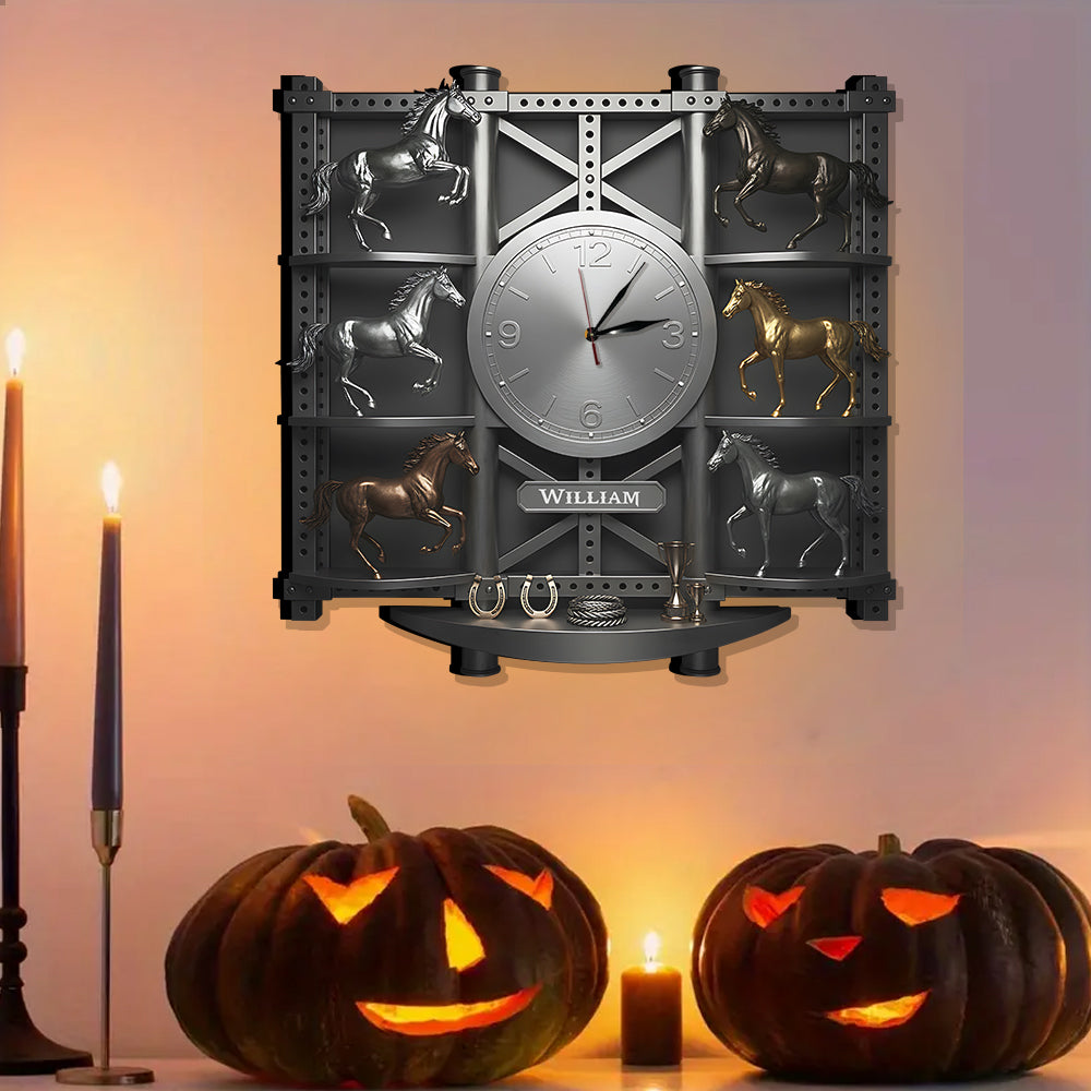 Strong Horses - Personalized Horse LED Light Wall Clock