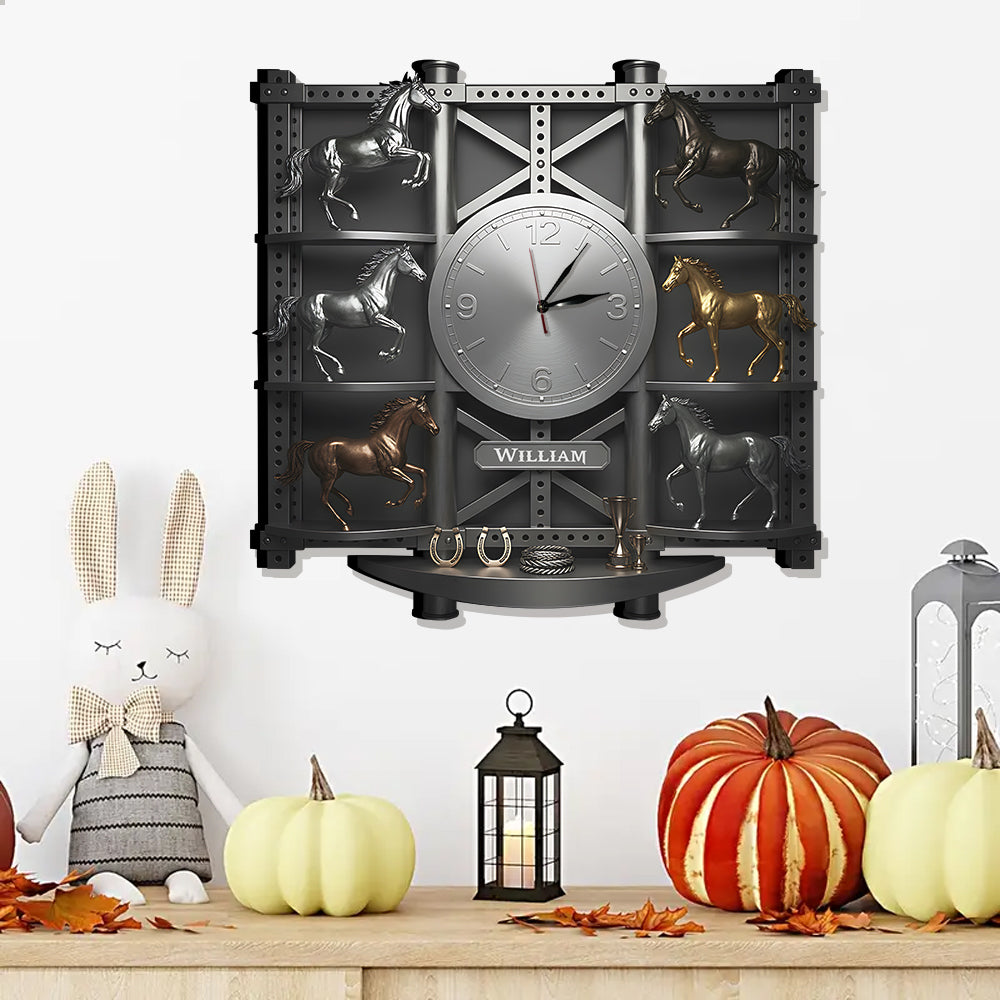 Strong Horses - Personalized Horse LED Light Wall Clock