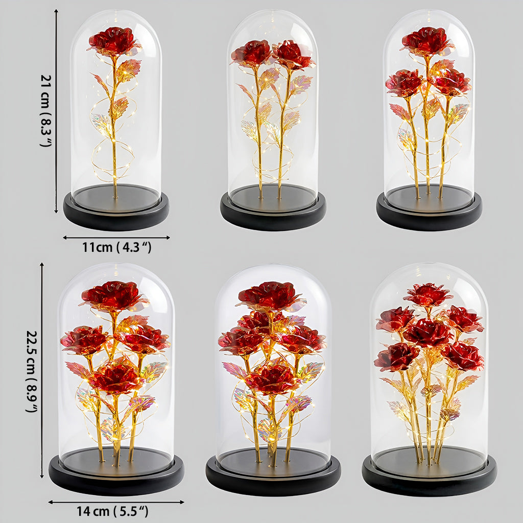 Crystal Alphabet Letter Gift - Personalized Self Love Glowing Roses Glass Dome