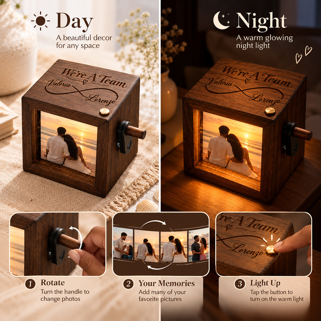 Couple Photo Keepsake Box - Personalized Couple Engraved Flipbook Animation Box