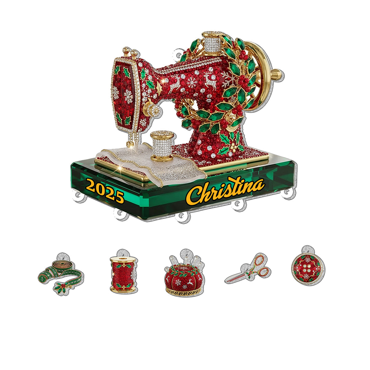 Love Sewing - Personalized Sewing Ornament With Charm